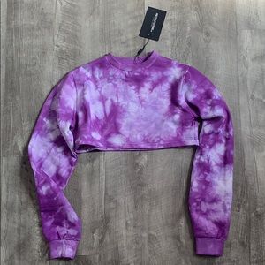 PrettyLittleThing Purple Tie Dye Cropped Sweater